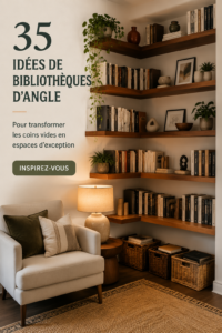 Une belle étagère d'angle en bois remplie de livres et de décorations