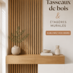 Une étagère murale en bois de tasseaux bien agencée dans un intérieur chaleureux