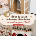 Fausse cheminée en carton décorée pour Noël, apportant chaleur à une pièce