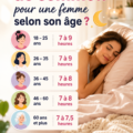 Une femme souriante se repose paisiblement dans son lit, symbolisant le sommeil réparateur.