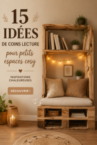Un coin lecture cosy avec une chaise confortable, des livres et une lumière douce.
