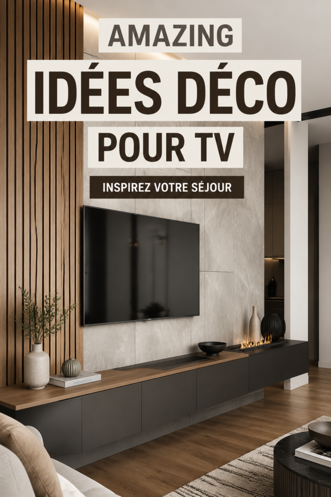 Un salon moderne avec une télévision intégrée à la décoration