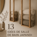 Salle de bain Japandi avec bois clair et décoration minimaliste