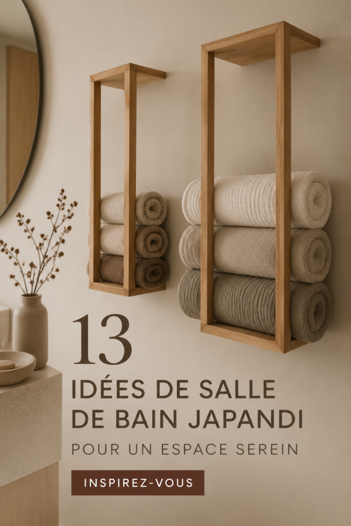 Salle de bain Japandi avec bois clair et décoration minimaliste