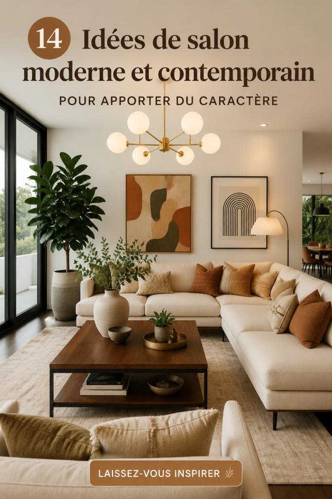 Un salon moderne et chaleureux avec des couleurs contemporaines et du mobilier stylé