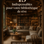 Une bibliothèque chaleureuse avec des étagères en bois, des livres et des accessoires décoratifs
