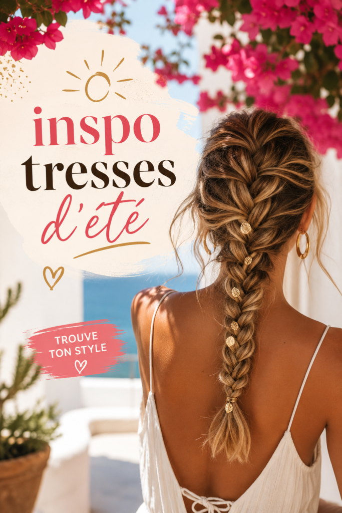 Idées de tresses d'été sur un fond ensoleillé avec des fleurs