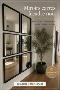 Miroir noir élégant accroché au mur dans un intérieur moderne