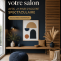 Salon moderne avec un mur accent décoré de peinture colorée