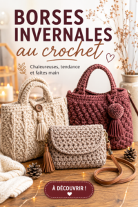 Un sac à main en crochet tendance pour l'hiver, dans des teintes chaudes.