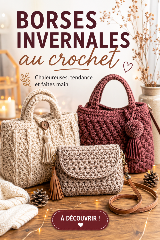 Un sac à main en crochet tendance pour l'hiver, dans des teintes chaudes.