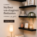Un ensemble d'étagères flottantes décorées avec divers objets et plantes.