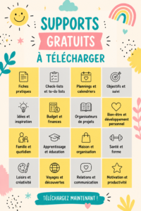 Illustration de supports éducatifs gratuits pour enfants.