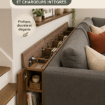 Table de canapé moderne avec espace de rangement et port USB