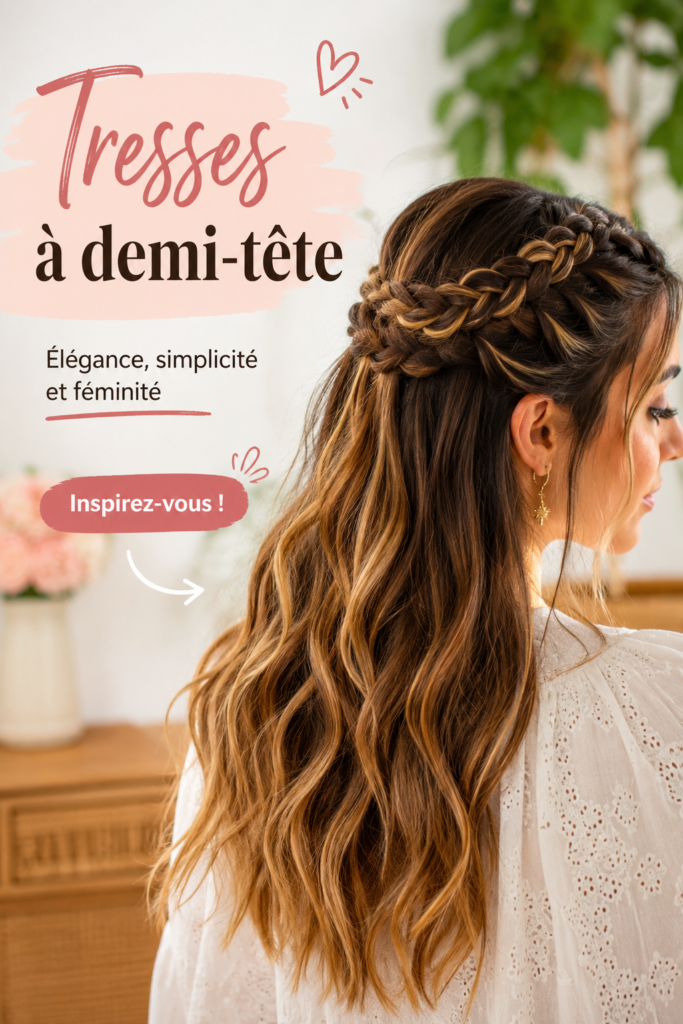 Femme avec une belle tresse à demi-tête moderne et élégante.