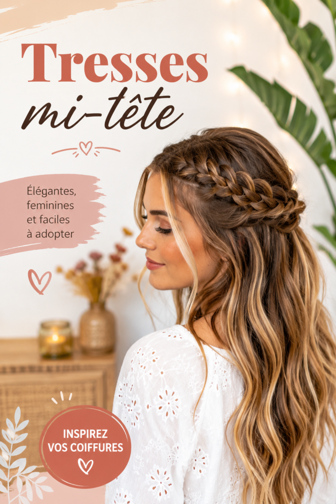 Femme avec des tresses mi-tête élégantes, ajoutant une touche chic à sa coiffure.