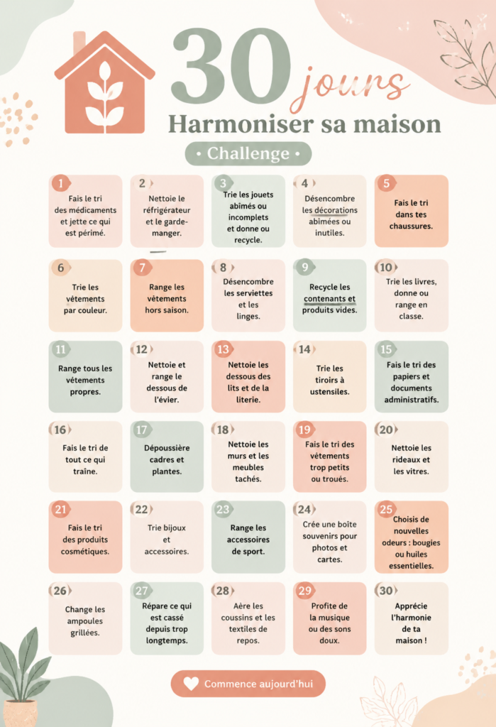 Famille réalisant un défi déco à la maison, décor moderne et chaleureux