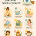 Boîte à outils pratique pour l'organisation familiale avec des outils pour gérer le quotidien des mamans.