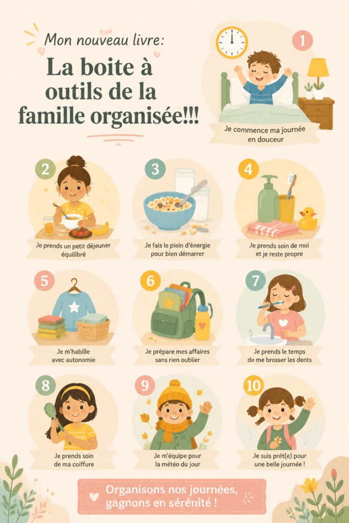 Boîte à outils pratique pour l'organisation familiale avec des outils pour gérer le quotidien des mamans.