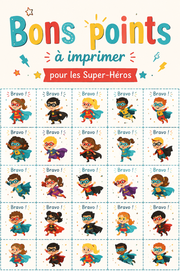 Bons points colorés imprimés pour enfants qui les motivent