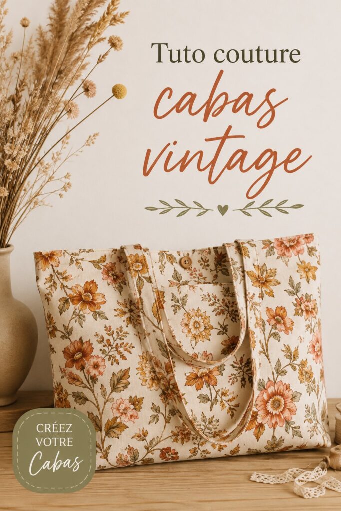 Cabas vintage coloré réalisé avec amour, tendance et pratique pour la famille