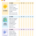 Une checklist scolaire imprimable sur un bureau avec des fournitures d'école.