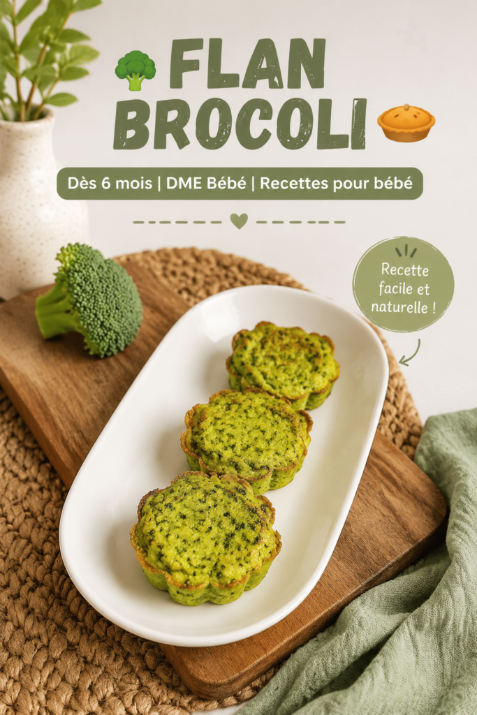 Un flan de brocoli tout doux pour bébé, préparé avec des ingrédients sains.