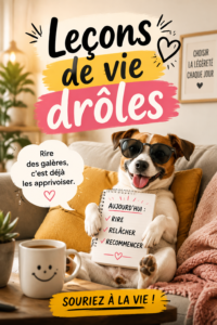 Une famille souriante partage des leçons de vie drôles autour d'une table.