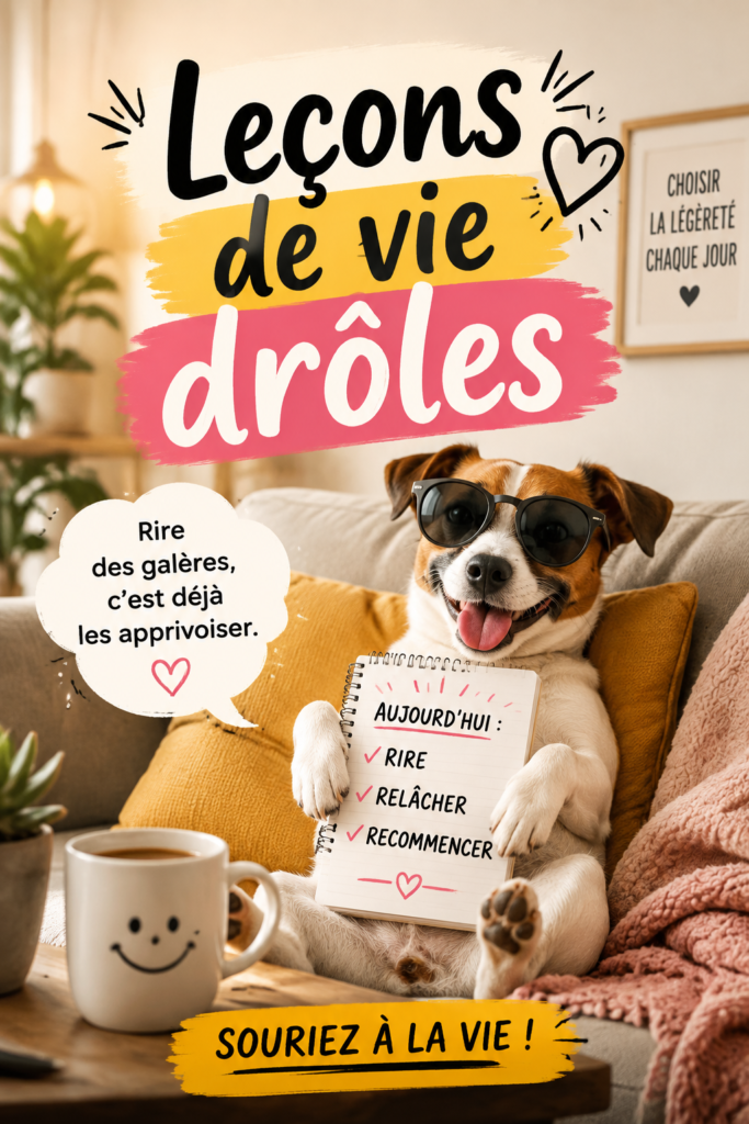 Une famille souriante partage des leçons de vie drôles autour d'une table.