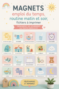 Exemple de magnets à imprimer pour organiser les routines familiales