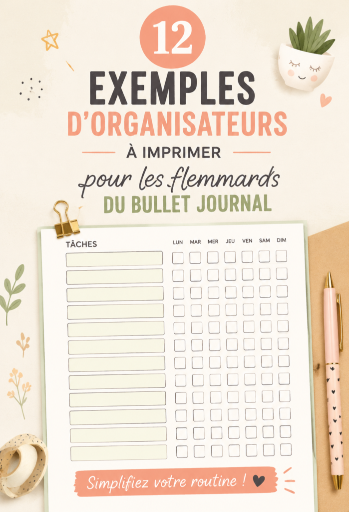 Exemples d'organisateurs à imprimer pour Bullet Journal.