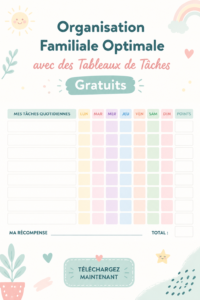 Tableau de tâches familial coloré et organisé sur un mur