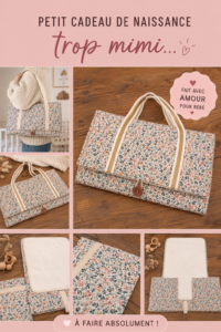 Un joli ensemble de petits cadeaux de naissance colorés disposés sur une table.