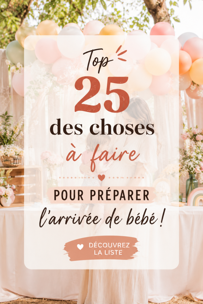 Femme enceinte préparant la chambre pour l'arrivée de bébé avec des accessoires et vêtements.