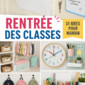 Une mère prépare la rentrée des classes avec ses enfants, regardant des fournitures scolaires.