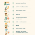 Une maman et son enfant préparant la routine du soir à table.