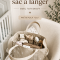 Sac à langer bien préparé avec des essentiels pour bébé.