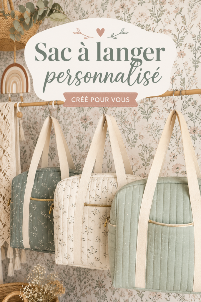 Un sac à langer personnalisé élégant avec des poches pratiques, parfait pour les mamans modernes