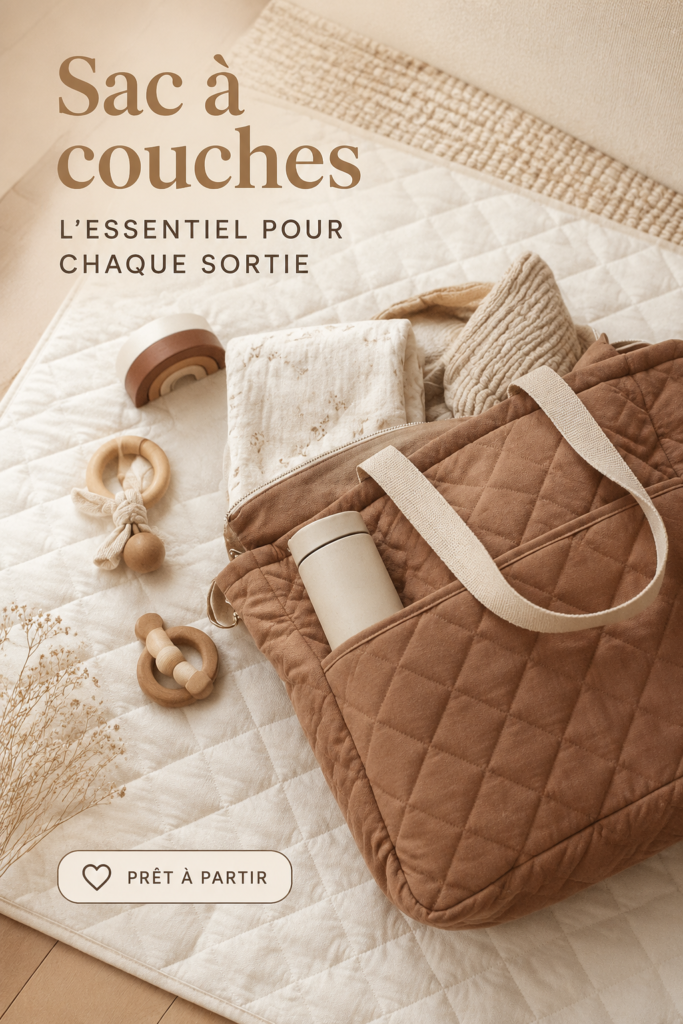 Sac à couches élégant, fabriqué au Québec, parfait pour les mamans modernes