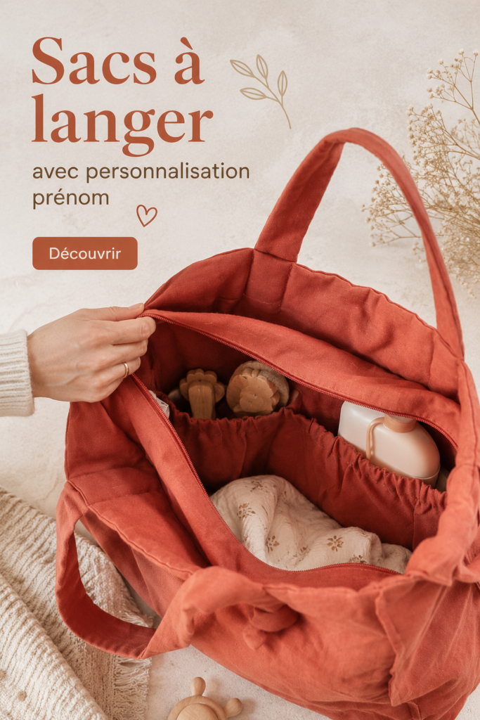 Sac à langer personnalisé avec le prénom d'un enfant.