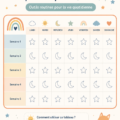 Un tableau ludique illustrant la routine de sommeil d'un enfant de 3 à 6 ans.