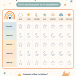Un tableau ludique illustrant la routine de sommeil d'un enfant de 3 à 6 ans.