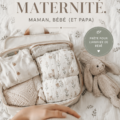 Valise de maternité ouverte avec des articles essentiels pour maman et bébé
