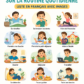 Un tableau coloré avec 200 mots de vocabulaire liés à la famille et la routine