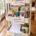 Un coin d'activités estivales pour enfants avec des collations saines.
