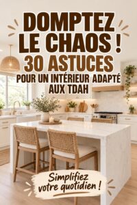 Un coin de lecture chaleureux adapté aux enfants avec TDAH, offrant un espace calme et organisé.