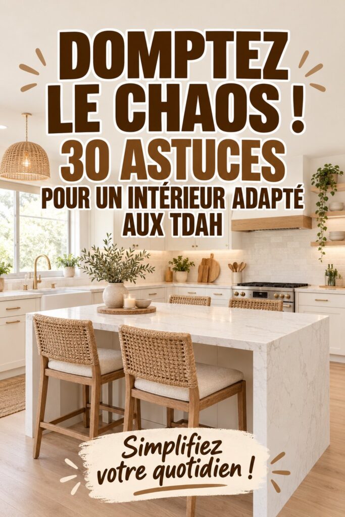 Un coin de lecture chaleureux adapté aux enfants avec TDAH, offrant un espace calme et organisé.