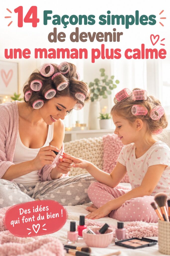 Une maman apaisée entourée de ses enfants, illustrant la sérénité familiale.