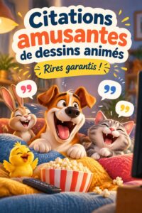 Image d'une sélection de citations amusantes de dessins animés pour le plaisir familial.