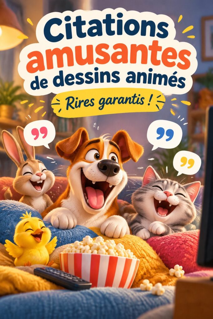 Image d'une sélection de citations amusantes de dessins animés pour le plaisir familial.